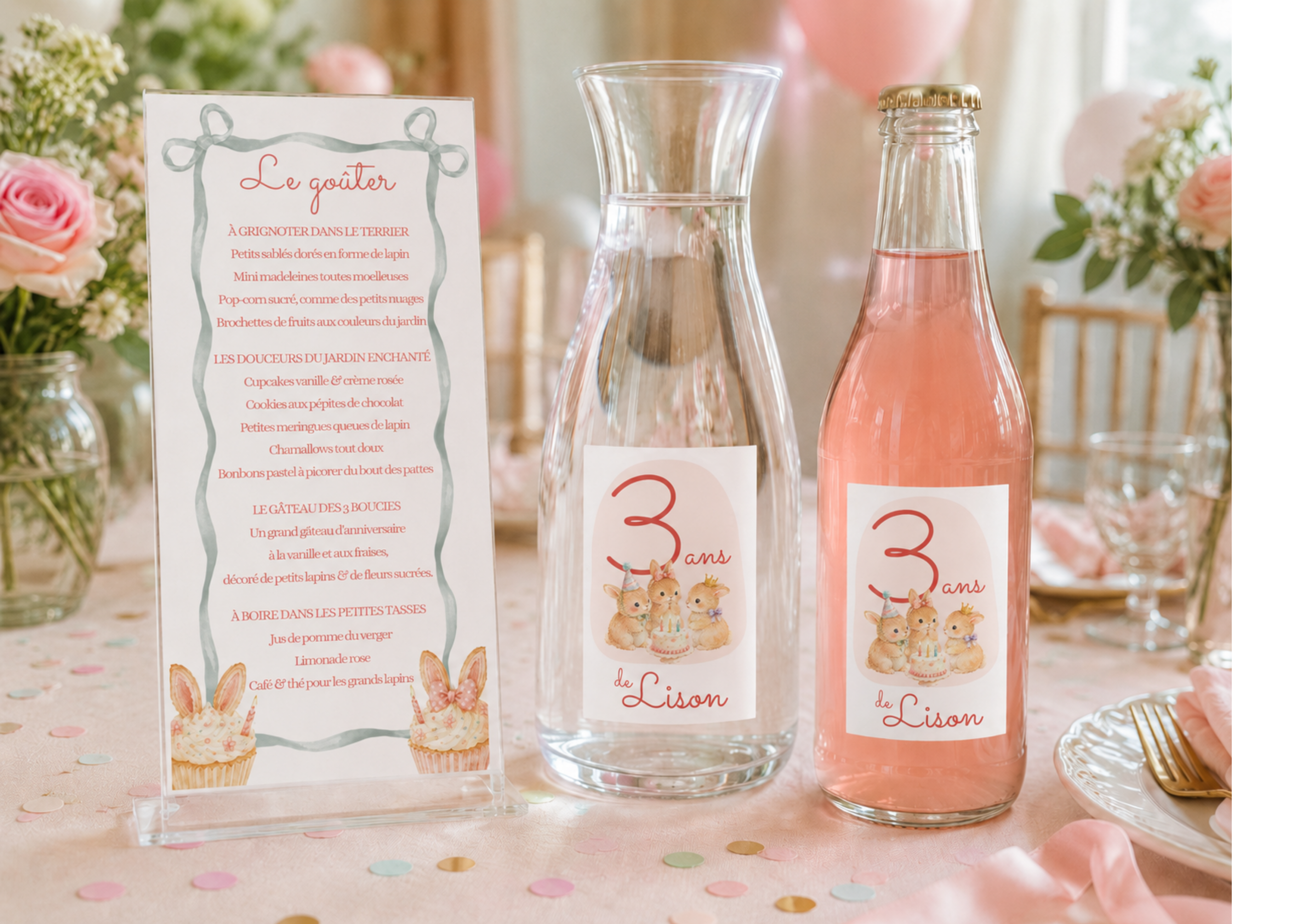 Menu + étiquettes bouteilles